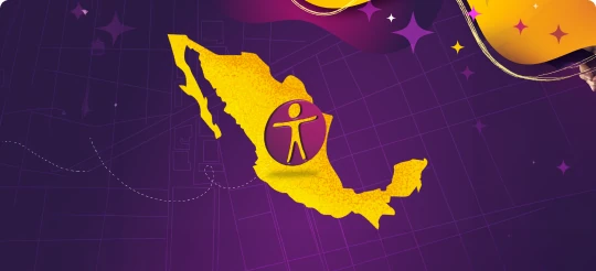 Ilustración del mapa de México con un ícono de accesibilidad