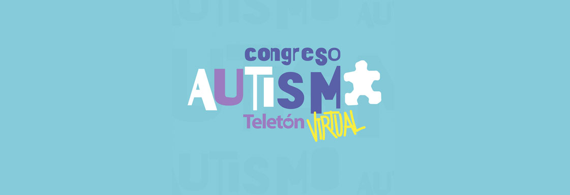 Diseño de fondo azul claro, con texto de color azul oscuro: Congreso Autismo Teletón Virtual