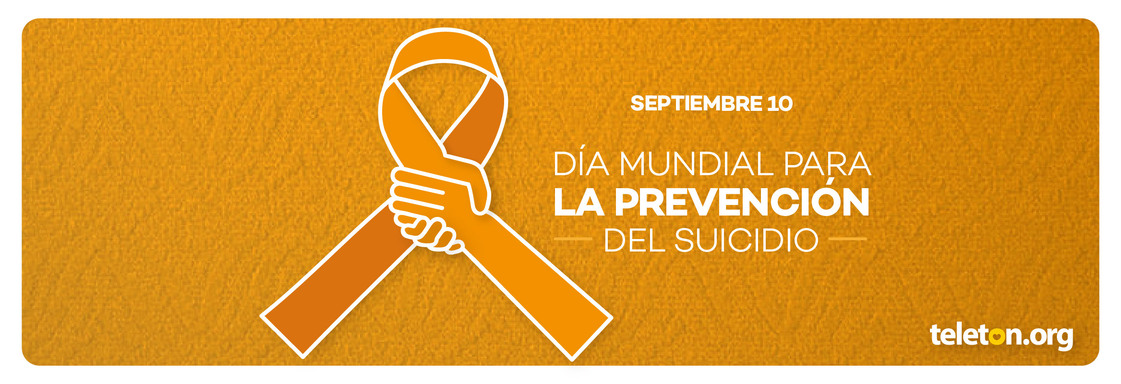 Imagen con listón naranja y el texto septiembre 10 Día Mundial para la Prevención del Suicidio