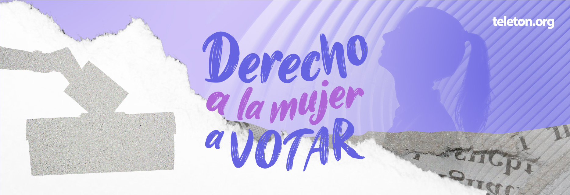 Diseño de fondo blanco con texto morado: Derecho de la mujer al voto