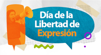 Diseño de texto sobre fondo blanco, con la frase: 7 de junio, día de la libertad de expresión
