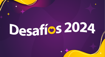 Imagen fondo morado y texto blanco: Desafíos 2024