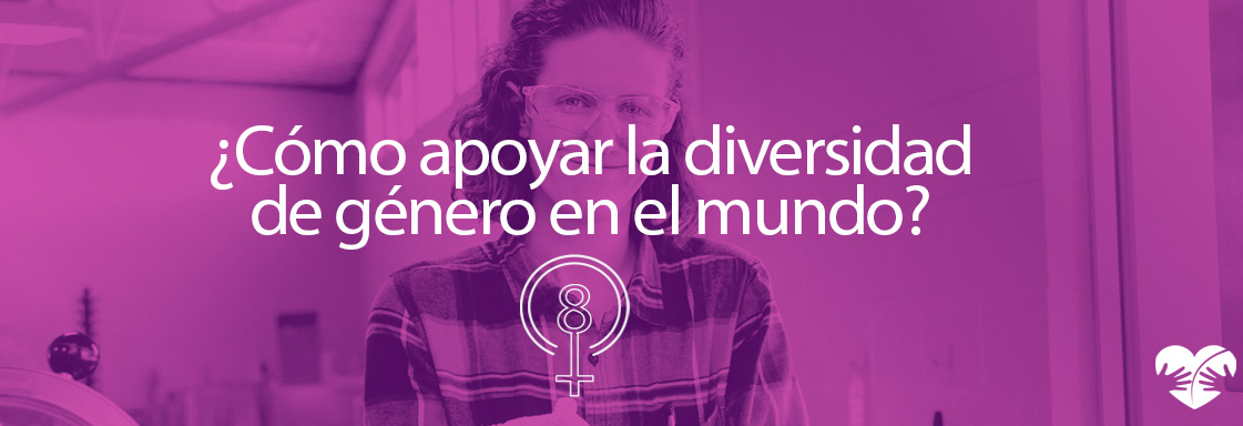 Foto con filtro rosa de una mujer sonriendo y encima el texto ¿Cómo apoyar la diversidad de género en el mundo?