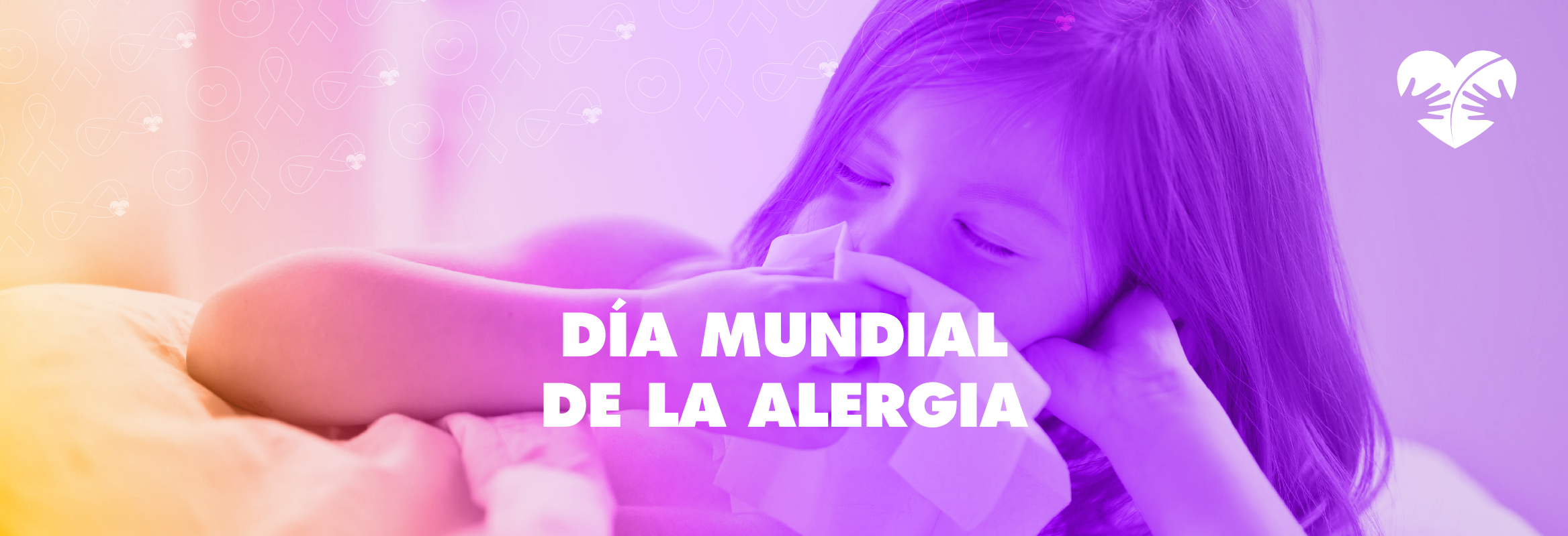 Foto de un aniña sonándose la nariz y encima el texto Día Mundial de la Alergia